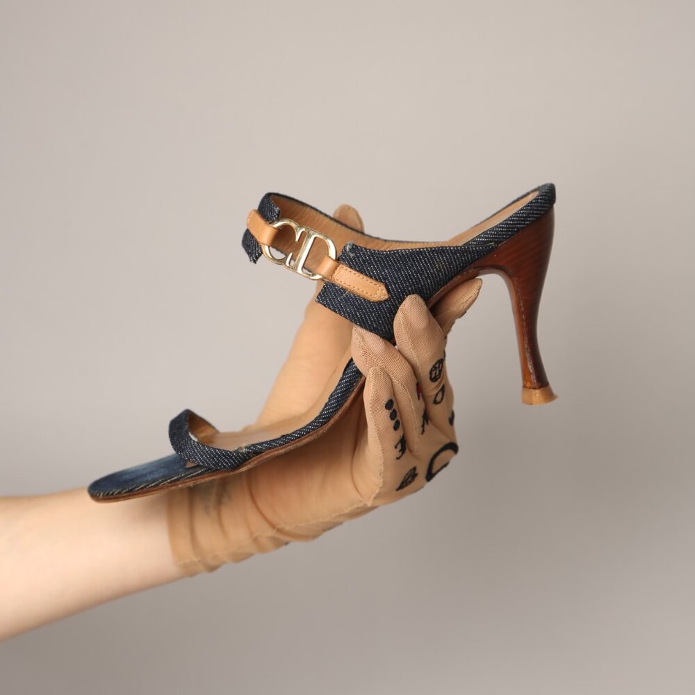 Extremely Rare CHRISTIAN DIOR Denim Sandals - Picture 1 of 9